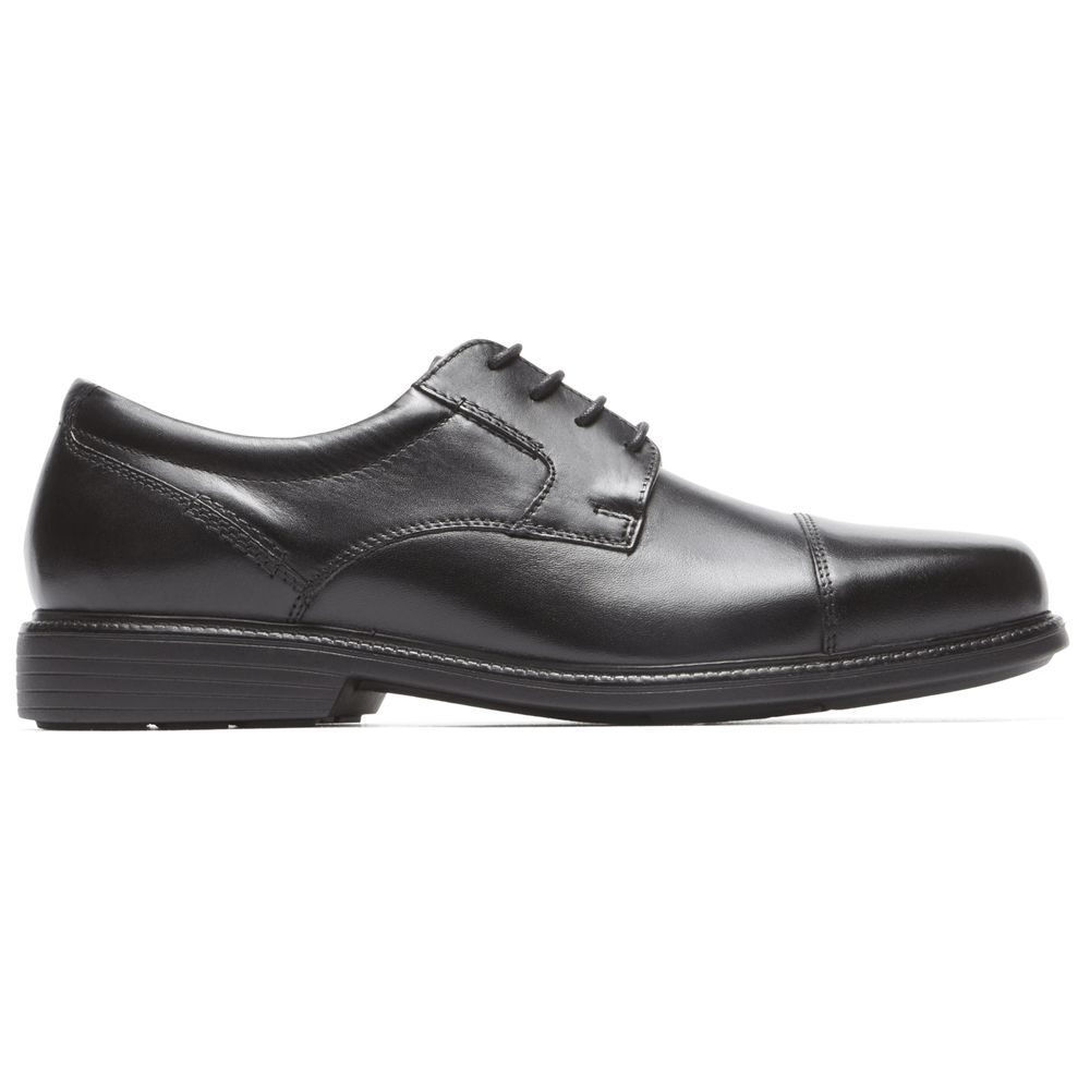 Rockport Men's Charles Road Cap Toe Oxfords - Black - USA (3621RTYOZ)